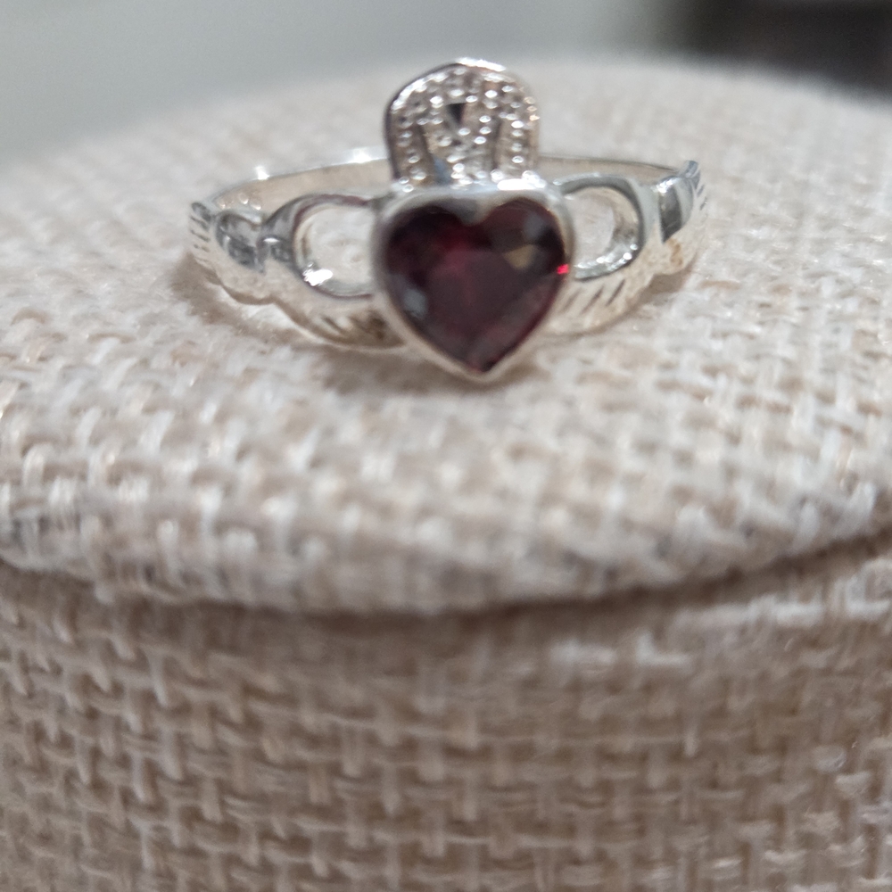 Silver Heart Ring With Ruby Gemstone - image 5